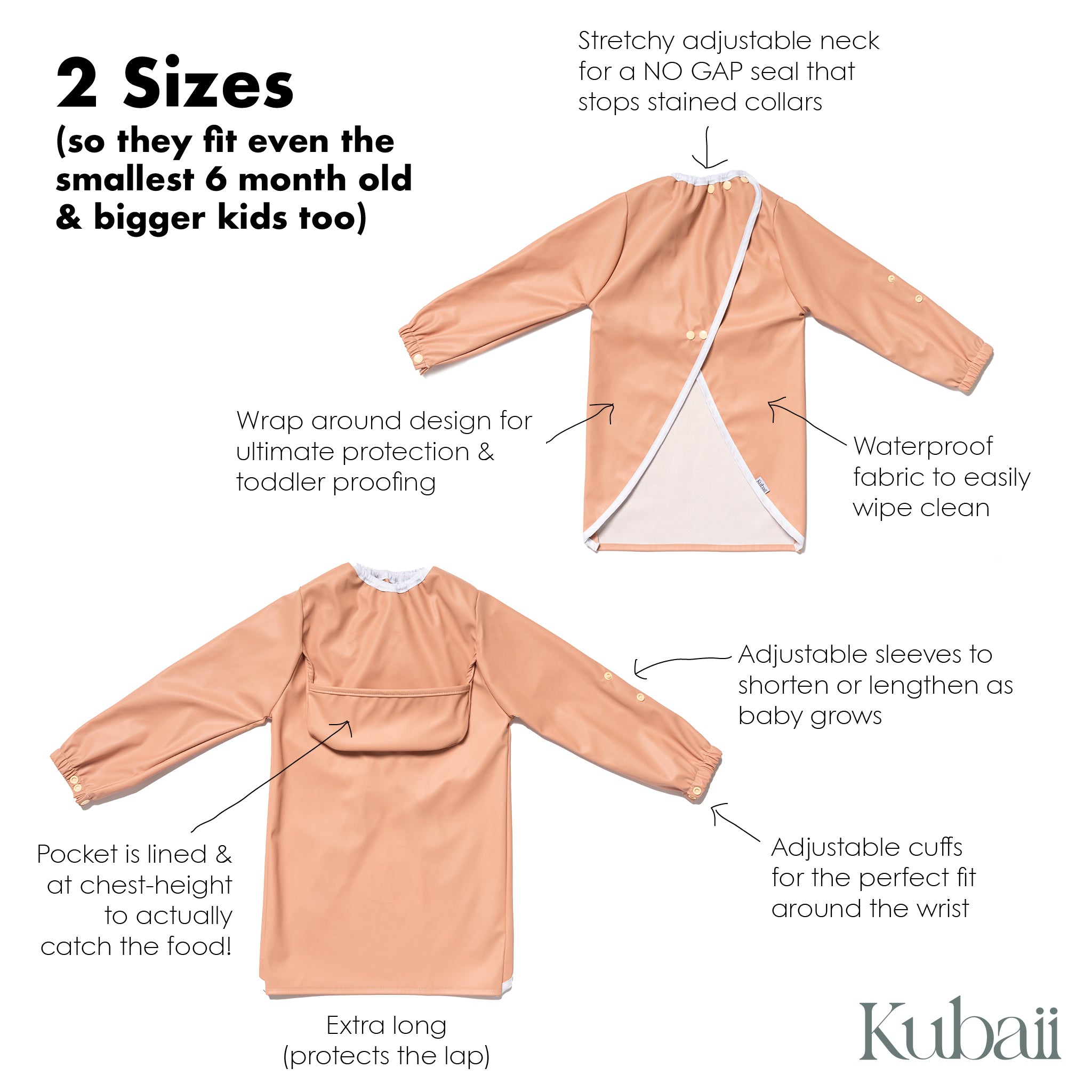 Full Coverage Waterproof Long Sleeve Bib with Pocket